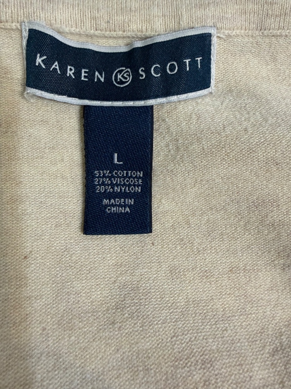 Long Sleeve Karen Scott Oat Color Sweater w/Red Fox Size Large - Picture 8 of 8